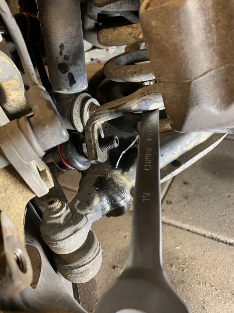 Use leverage to fit the sway bar link to the sway bar