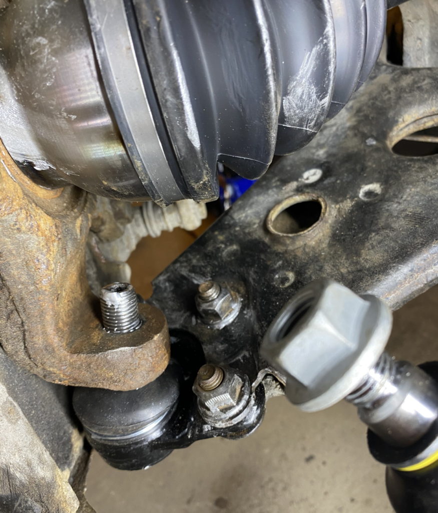 Loosened ball joint nut